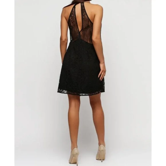 ZARA Black Contrast Lace Mini Dress Sz Small